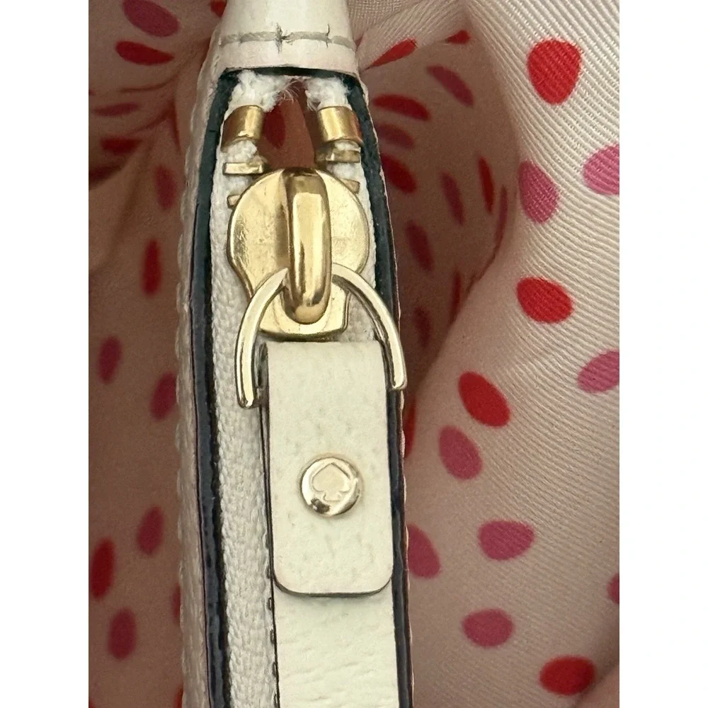 Kate Spade WELLESLEY QUINN Ivory SATCHEL‎ TOTE w/Pink Polka Dot Interior EUC